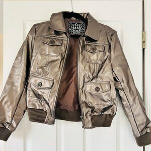 Metallic Brown Bomber Jacket
